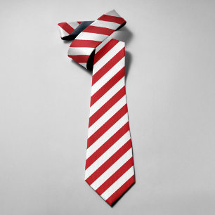 Red White Diagonal Stripes Necktie Classic Wedding