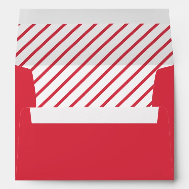 Red & White Diagonal Stripes Pattern Personalises Envelopes (Back (Bottom))