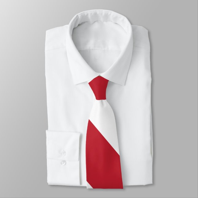 Red White Diagonal Stripes Pattern Tie (Tied)