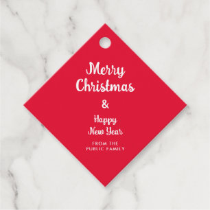 Red White Diamond Happy New Year Merry Christmas Favour Tags