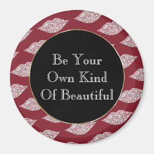 Red White Diamond Lips Magnet