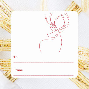 Red white doodle reindeer modern Christmas Square Sticker