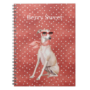 Red White Dots Berry Sweet Cool Dog Sunglasses Notebook