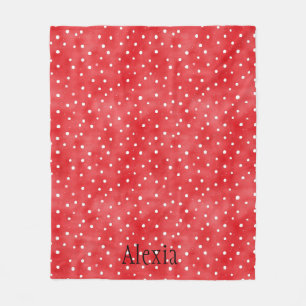 Red White Dots Fleece Blanket
