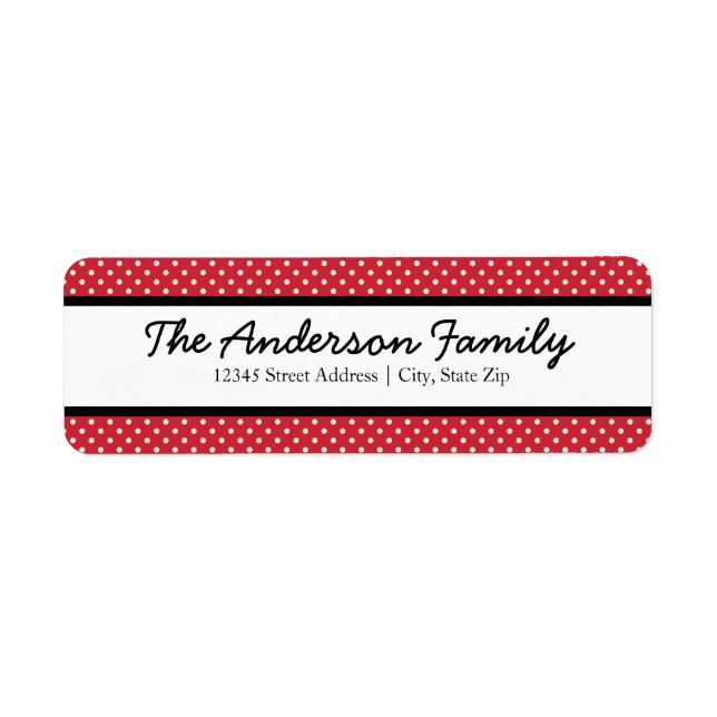 Red & White Dots - Return Address Labels (Front)
