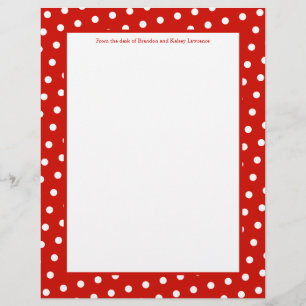 Red & White Dots Stationery w/ Signature Text