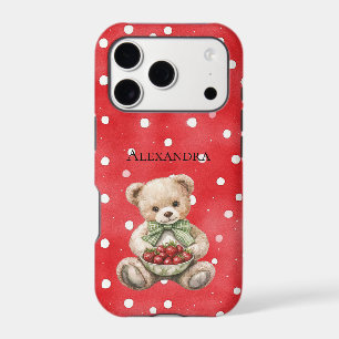 Red White Dots Strawberries Teddy Bear