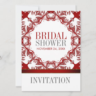 Red White Doves Batik Bridal Shower Party Invitati Invitation