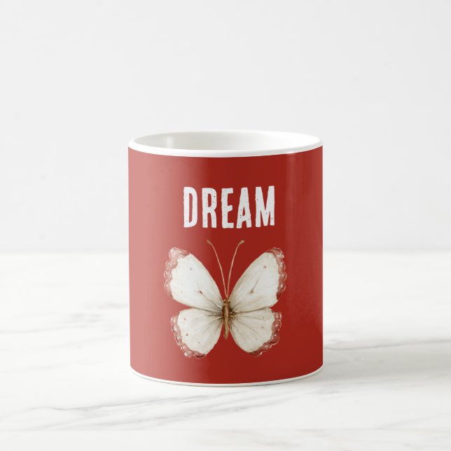 Red White Dream Butterfly Coffee Mug (Center)