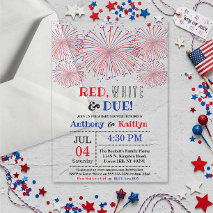 Red, White & Due! 4th Of July Baby Shower Acrylic Invitations