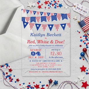 Red, White & Due 4th Of July Baby Shower Acrylic Invitations