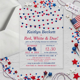 Red, White & Due 4th Of July Baby Shower Acrylic Invitations