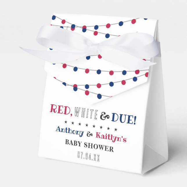 Red, White & Due! 4th Of July Baby Shower Favour Box (Front Side)