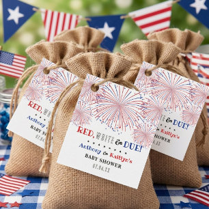 Red, White & Due! 4th Of July Baby Shower Favour Tags