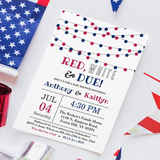 Red, White & Due! 4th Of July Baby Shower Invitation (Creator Uploaded)