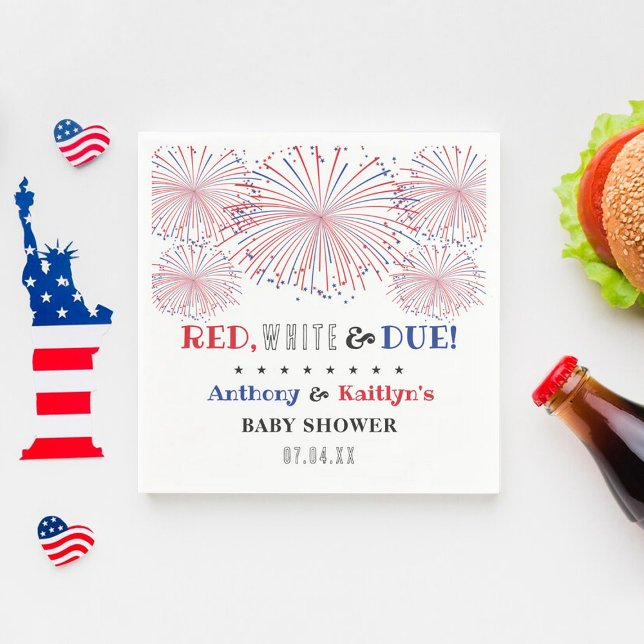 Red, White & Due! 4th Of July Baby Shower Napkin (Creator Uploaded)
