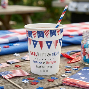 Red, White & Due! 4th Of July Baby Shower Paper Cups