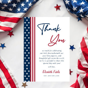 Red White & Due 4th of July Baby Shower Thank You Card