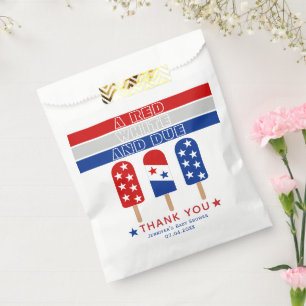 Red White Due 4th of July fpopsicles baby shower Favour Bag