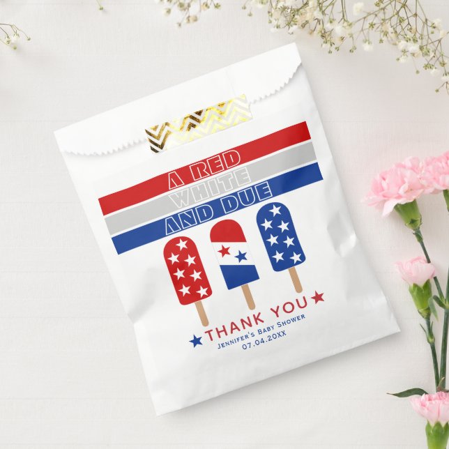 Red White Due 4th of July fpopsicles baby shower Favour Bag (Sealed)