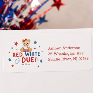 Red White Due Address Label Return Address Label