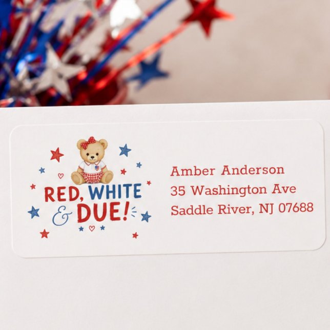 Red White Due Address Label Return Address Label (Creator Uploaded)