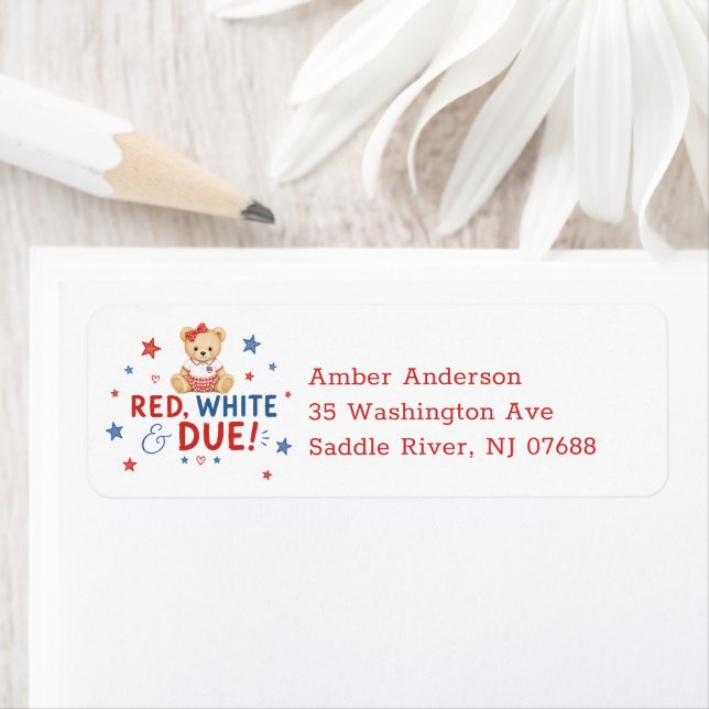 Red White Due Address Label Return Address Label (Insitu)