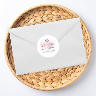 Red White & Due Baby Shower  Classic Round Sticker