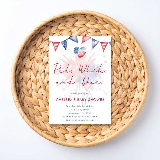 Red White & Due Baby Shower Invitation (Creator Uploaded)