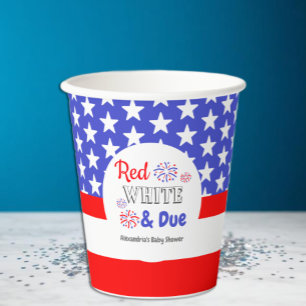Red White & Due Baby Shower Paper Cups