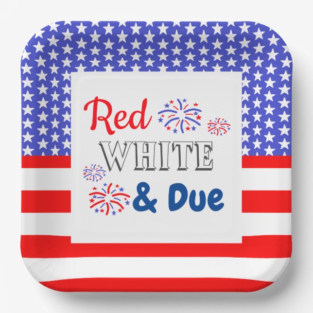 Red White & Due Baby Shower Paper Plate (Front)