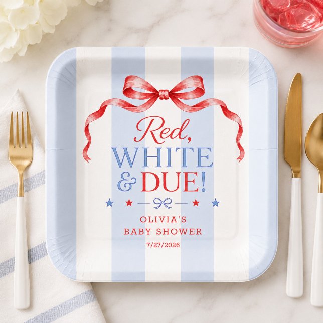 Red White & Due Baby Shower Plate (Creator Uploaded)
