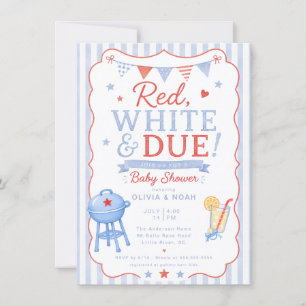 Red White & Due BBQ Baby Shower Invitation