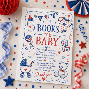Red White Due Books for Baby Enclosure Card