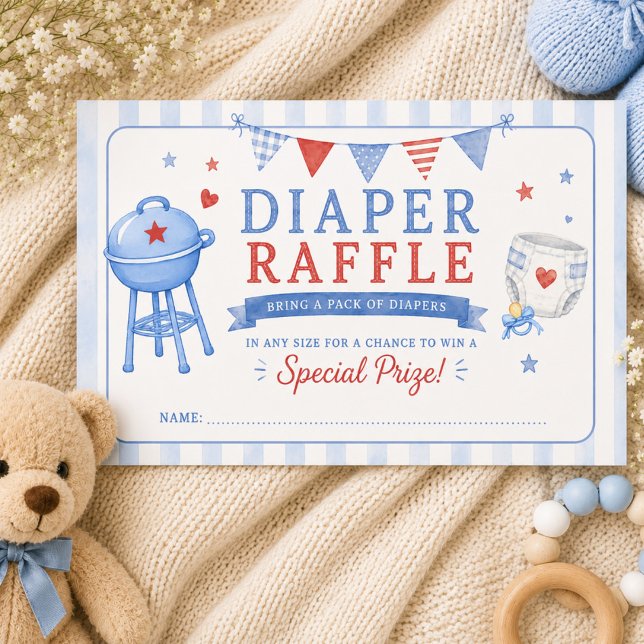 Red White & Due Diaper Raffle Ticket Enclosure Card (Creator Uploaded)