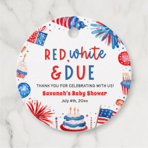 Red, White & Due Gender Neutral Baby Shower Favour Tags