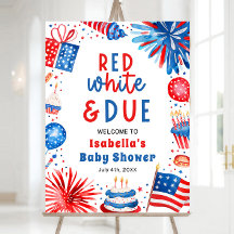 Red White & Due Gender Neutral Baby Shower Welcome