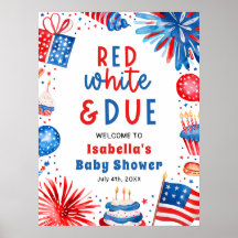 Red White & Due Gender Neutral Baby Shower Welcome