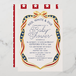 Red White & Due Ribbon Gender Neutral Baby Shower