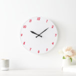 Red White Elegant Custom Colourful Cute Gift 2023 Large Clock<br><div class="desc">Printed in classy white and red custom colour background! You may customise as you wish!</div>