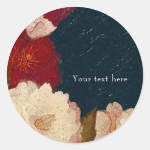 Red & White Elegant Modern Chic Floral Favour Classic Round Sticker