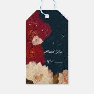 Red & White Elegant Modern Chic Floral Favour Gift Tags