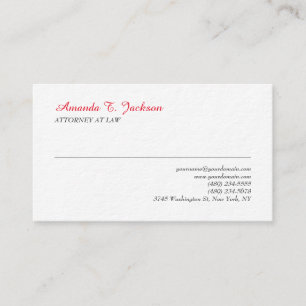 Red White Elegant Plain Professional Minimalist Business Card