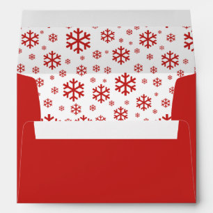 Red white elegant snowflakes patterned envelopes