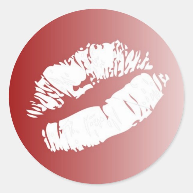Red white fade lips smooch kiss stickers (Front)