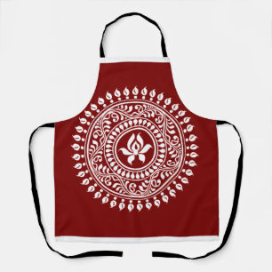 Red & White Festive Rangoli Apron