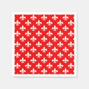 Red White Fleur-de-lis Napkin