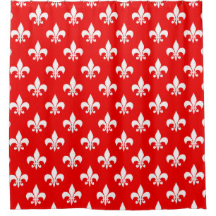 Red White Fleur-de-lis Shower Curtain