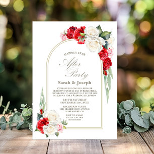 Red White Floral Arch Wedding After Party Invitation
