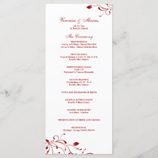 Red & White Floral Decal Wedding Program